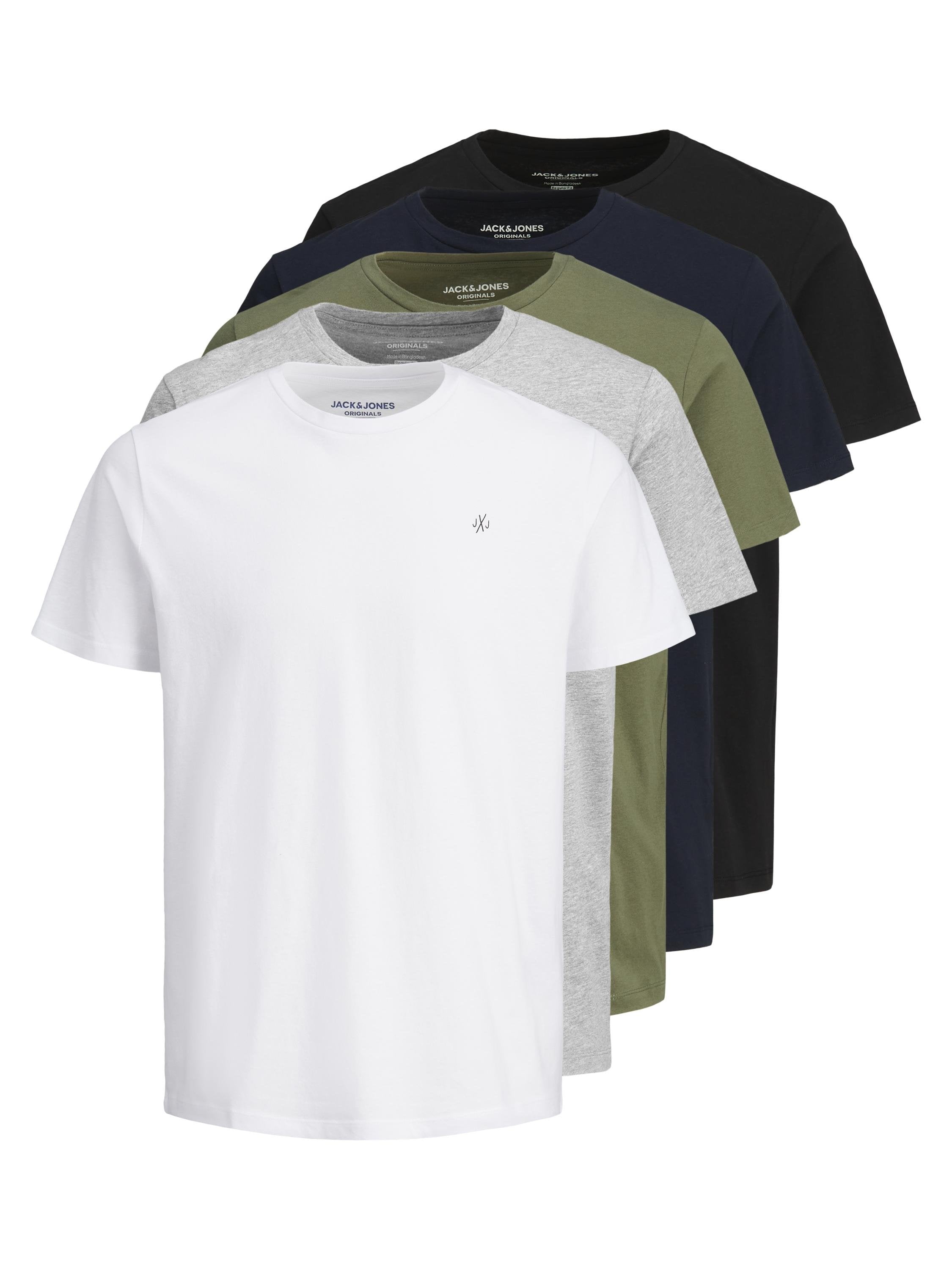 JORJXJ TEE CREW NECK 5 PACK - Basic T-shirt - white