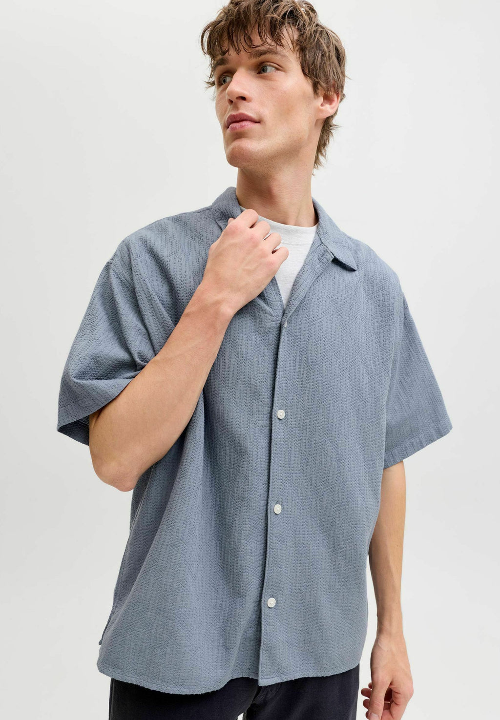 JORMONTAUK WAVY TEXTURE SHIRT SS SN - Shirt - flint stone
