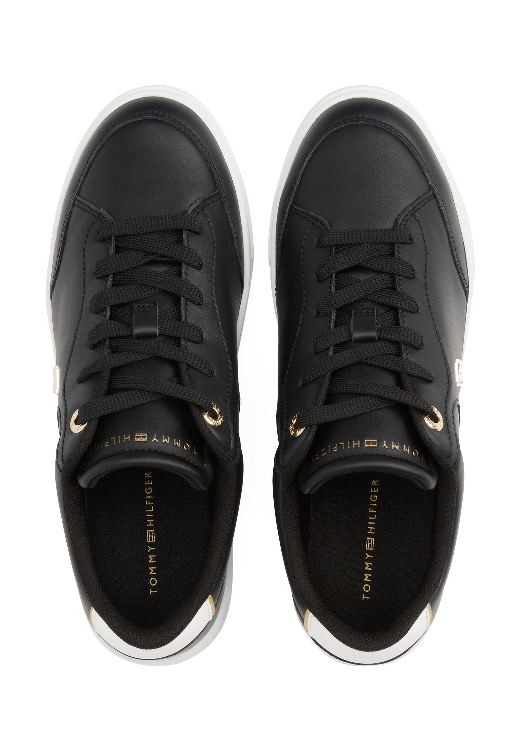 BASKETS EN CUIR TH MONOGRAM - Baskets - noir