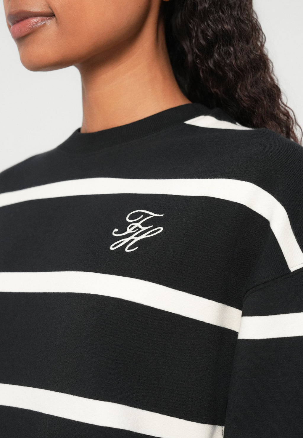 LOGO EMBROIDERY TERRY CREW NECK SWEATSHIRT - Sweatshirt - black/calico