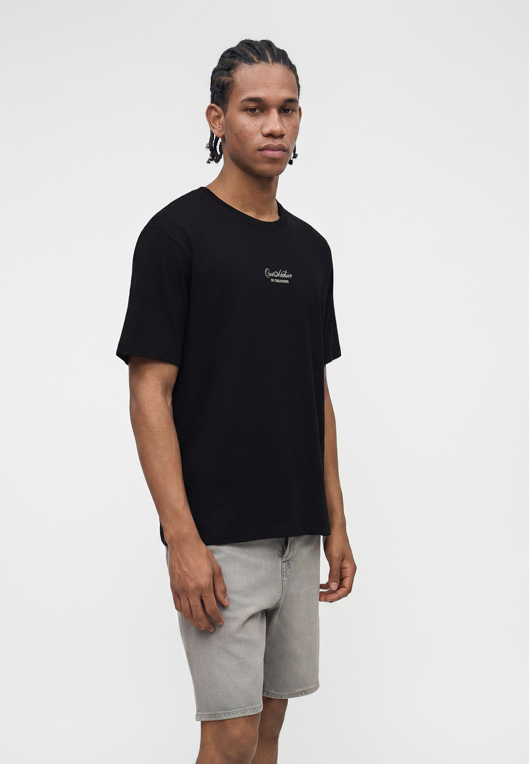 JJART TEE CREW NECK - Print T-shirt - black