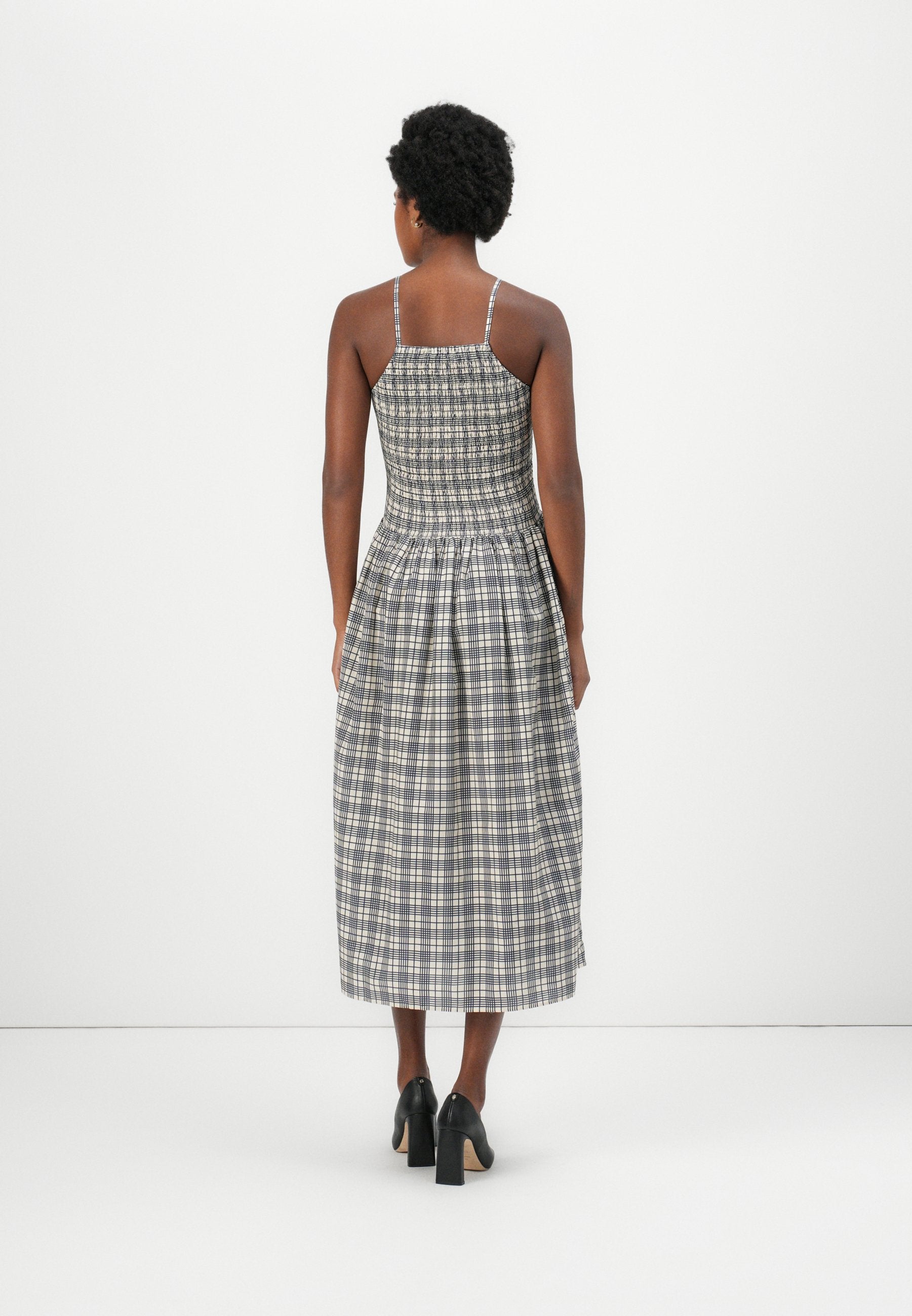 SHIRRED SLEEVELESS MIDI DRESS - Day dress - dark night navy
