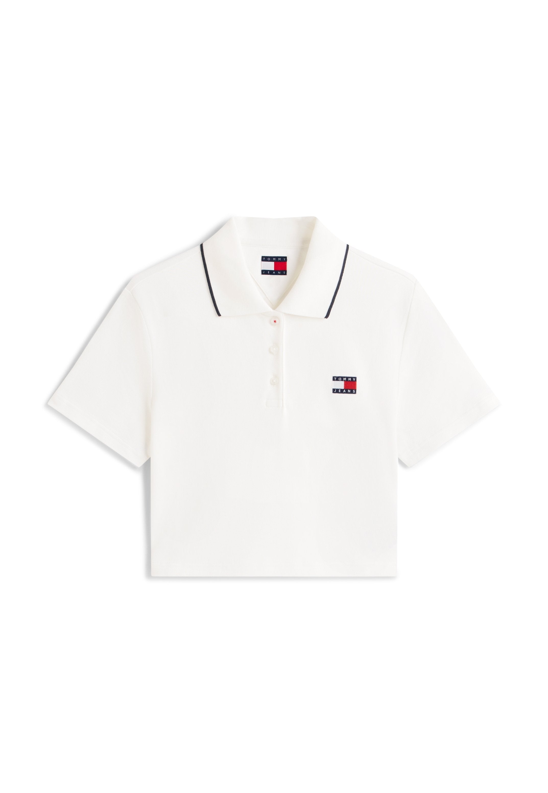 TOMMY BADGE BOXY FIT CROPPED POLO SHIRT - Polo shirt - ecru