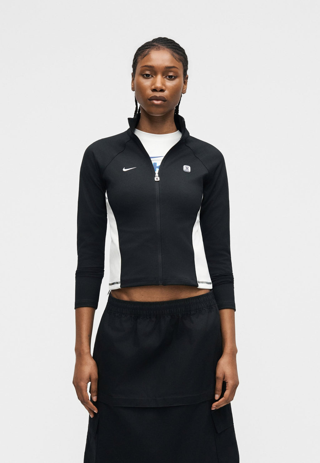 LONG SLEEVE - Zip-up sweatshirt - black/white