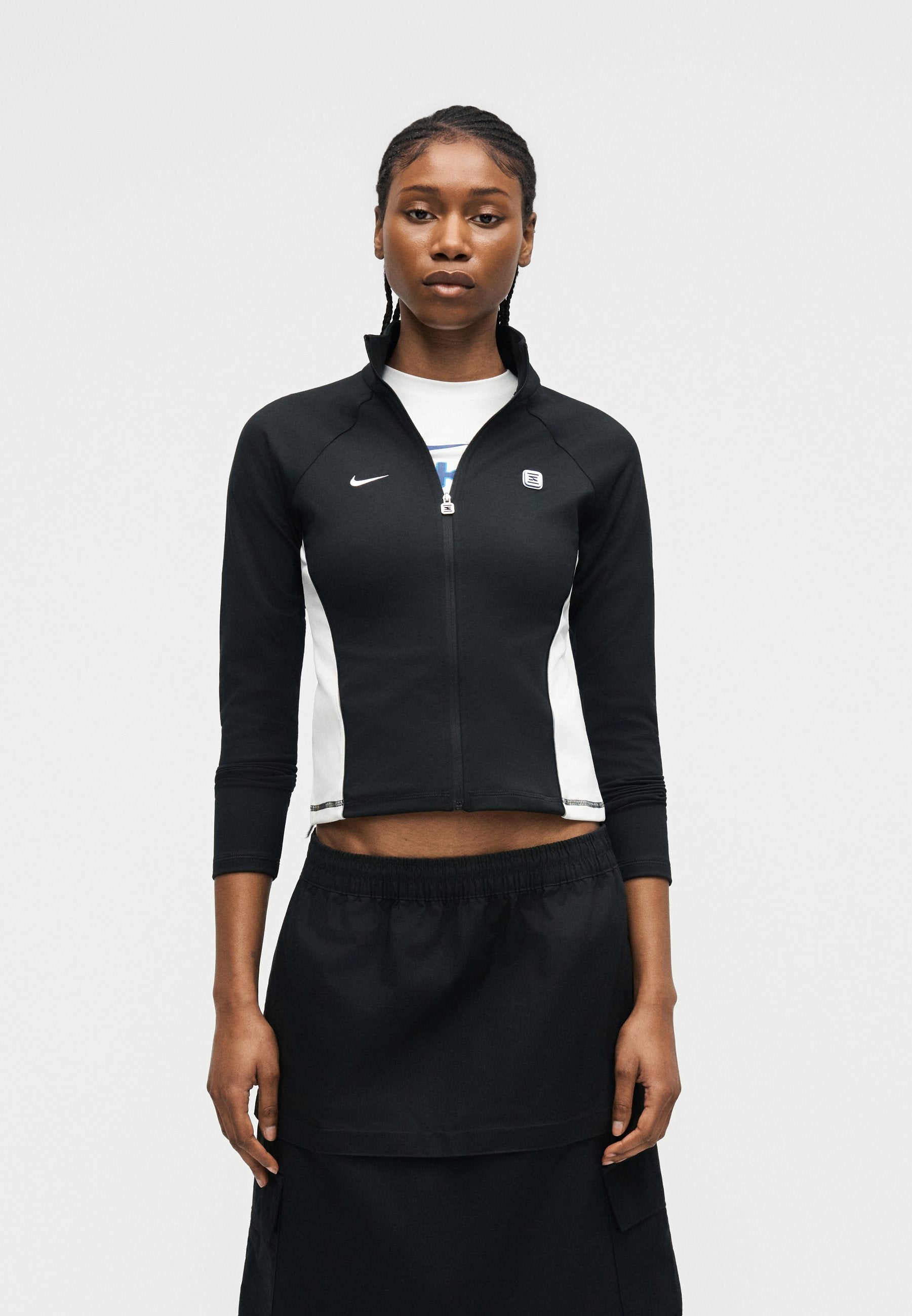 LONG SLEEVE - Zip-up sweatshirt - black/white