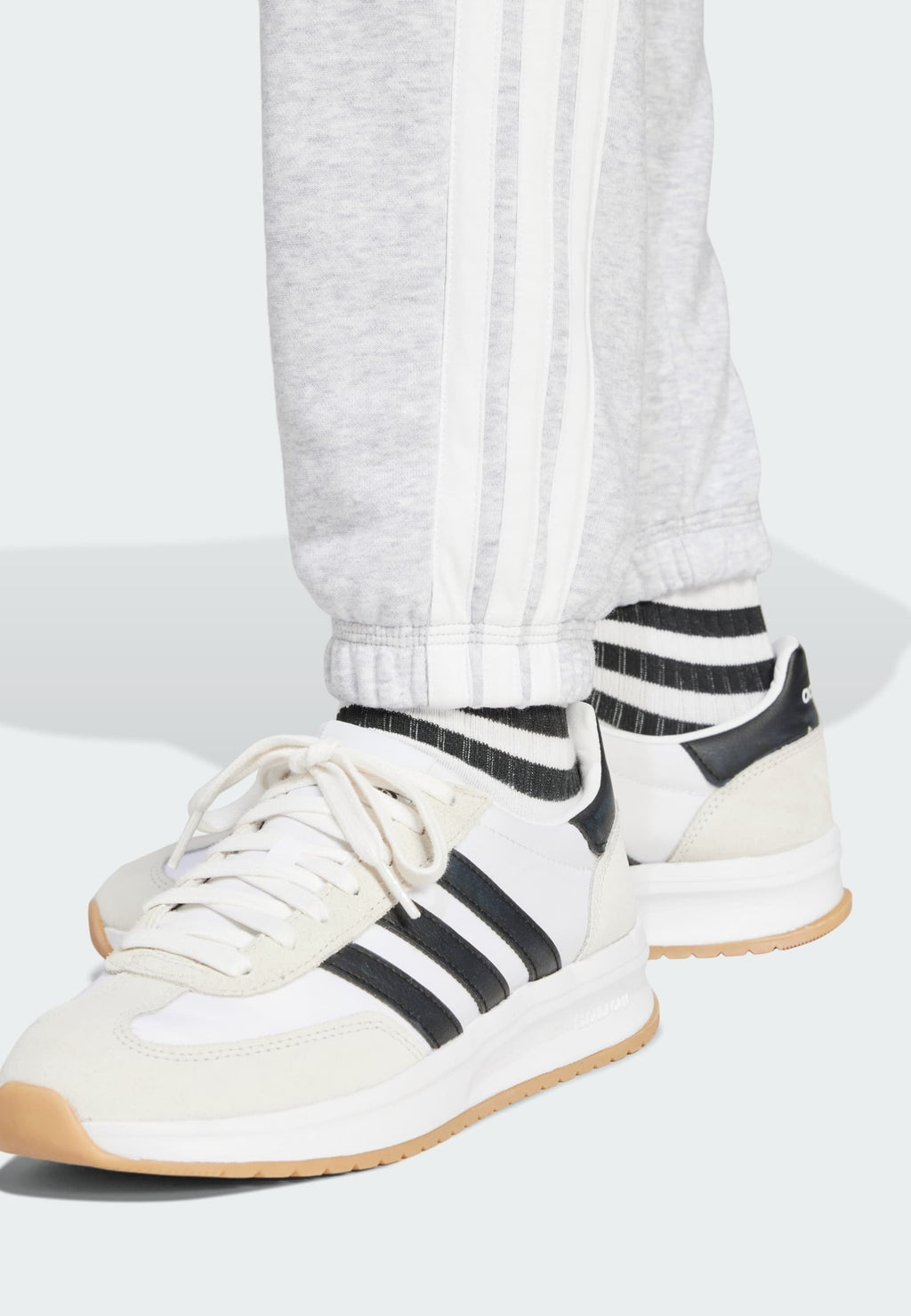 ESSENTIALS 3 STRIPES FRENCH TERRY CUFFED - Eşofman Altı - açık gri melanj   beyaz