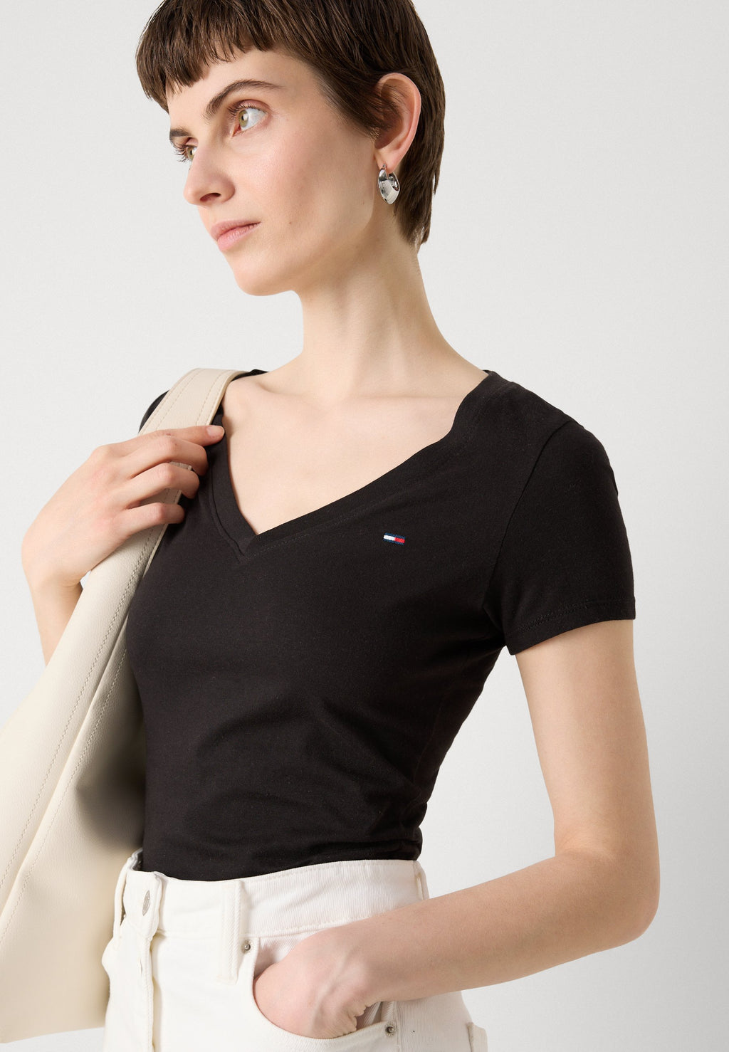 V NECK TEE 2 PACK - Basic T-shirt - black