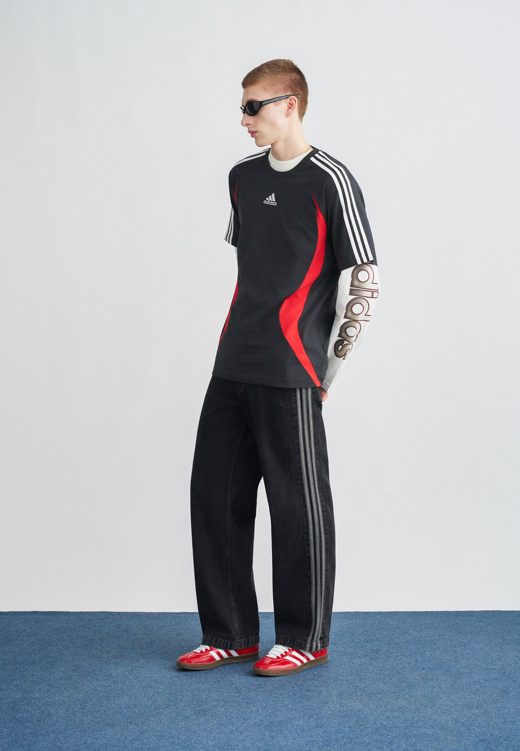 TEAMGEIST TEE - Print T-shirt - black/better scarlet