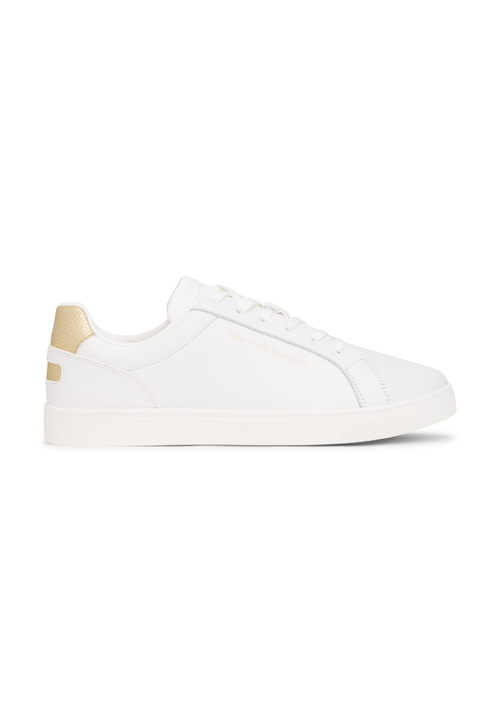 METALLIC HEEL LEATHER CUPSOLE TRAINERS - Trainers - ecru
