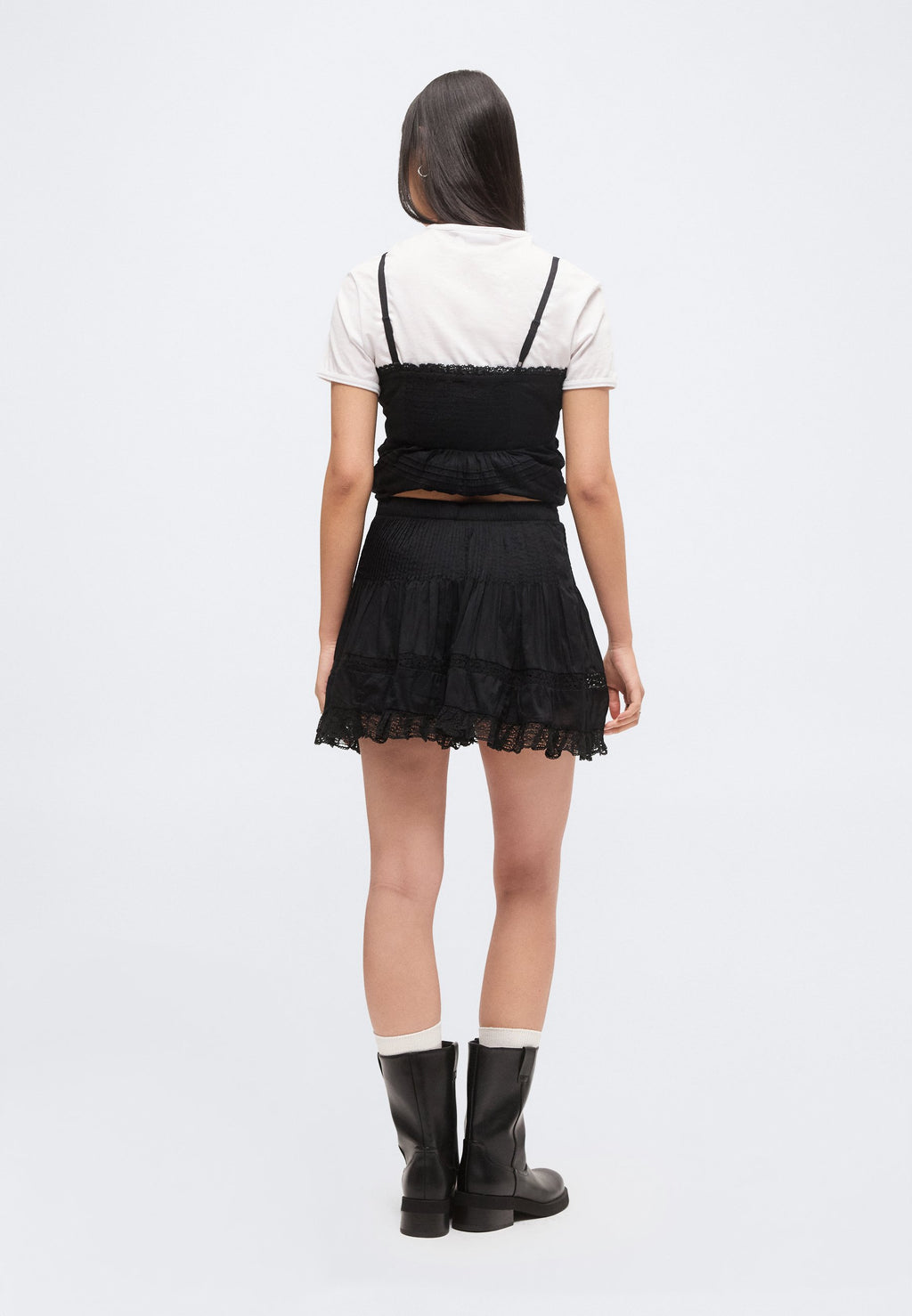 PINTUCK TRIM SKORT - A-line skirt - true black