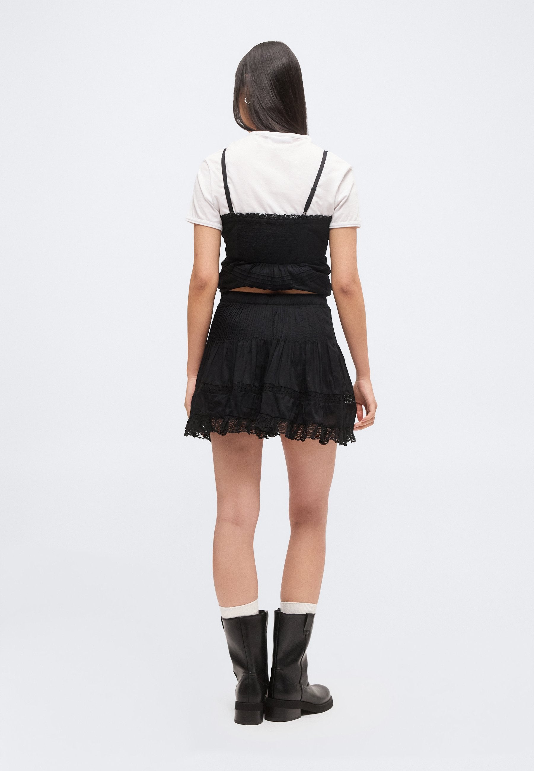 PINTUCK TRIM SKORT - A-line skirt - true black