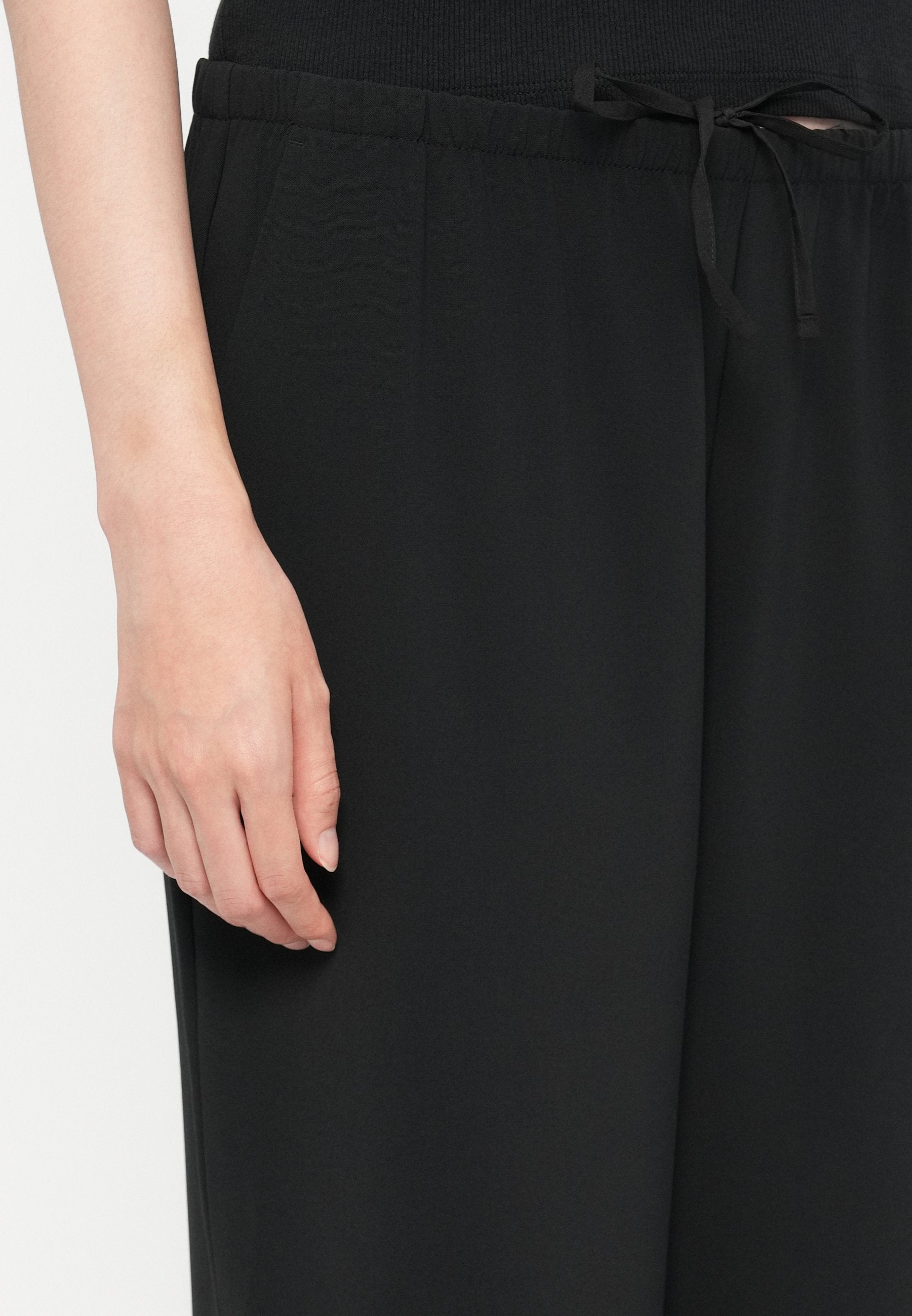 EASY WIDE LEG PANT  - Trousers - black