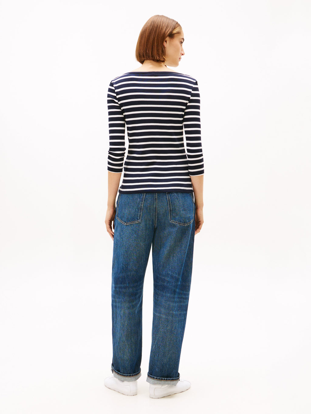 BOAT NECK THREE-QUARTER SLEEVE T-SHIRT - Long sleeved top - desert sky/ecru