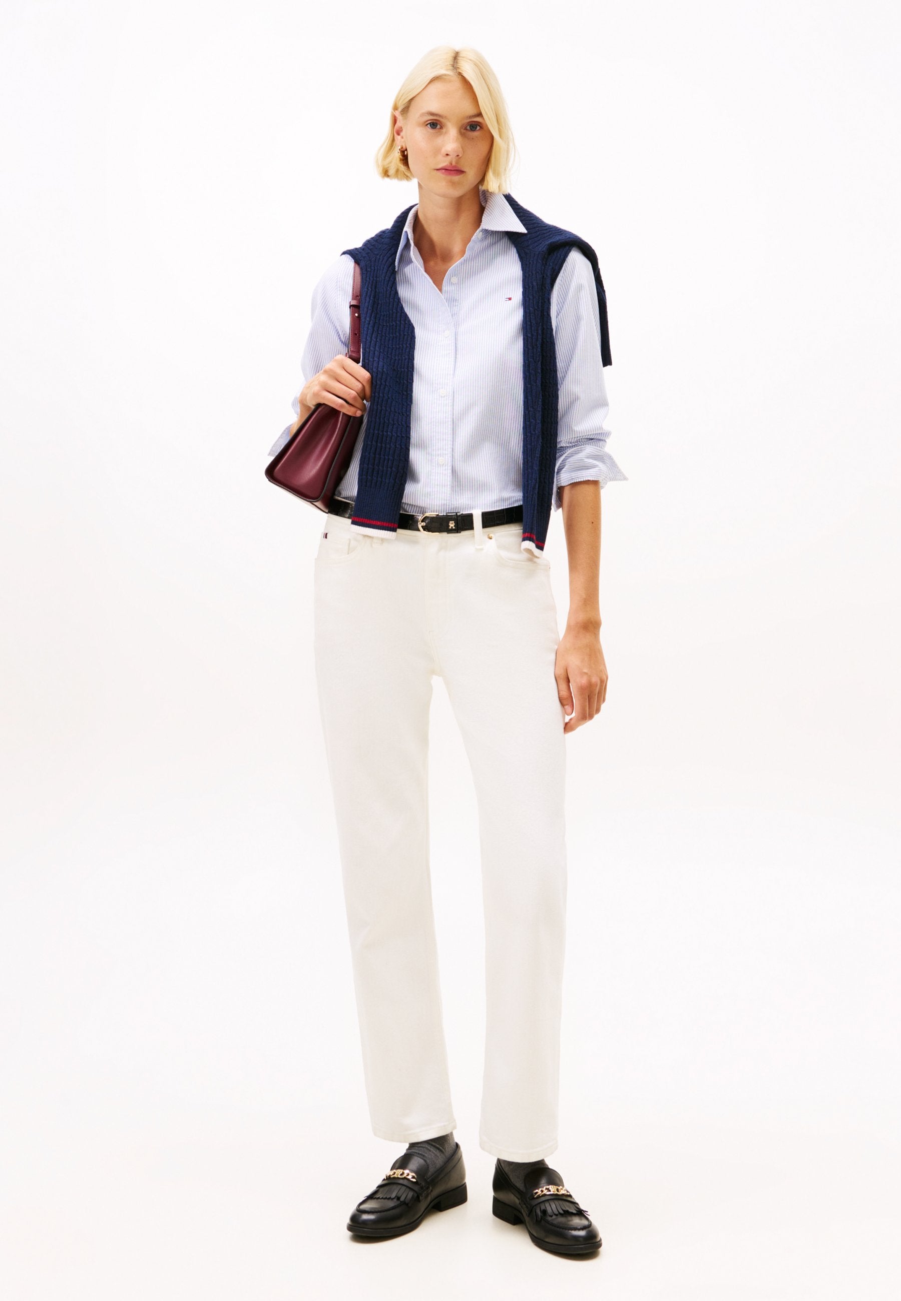 RELAXED FIT FLAG EMBROIDERY OXFORD SHIRT - Button-down blouse - mid blue