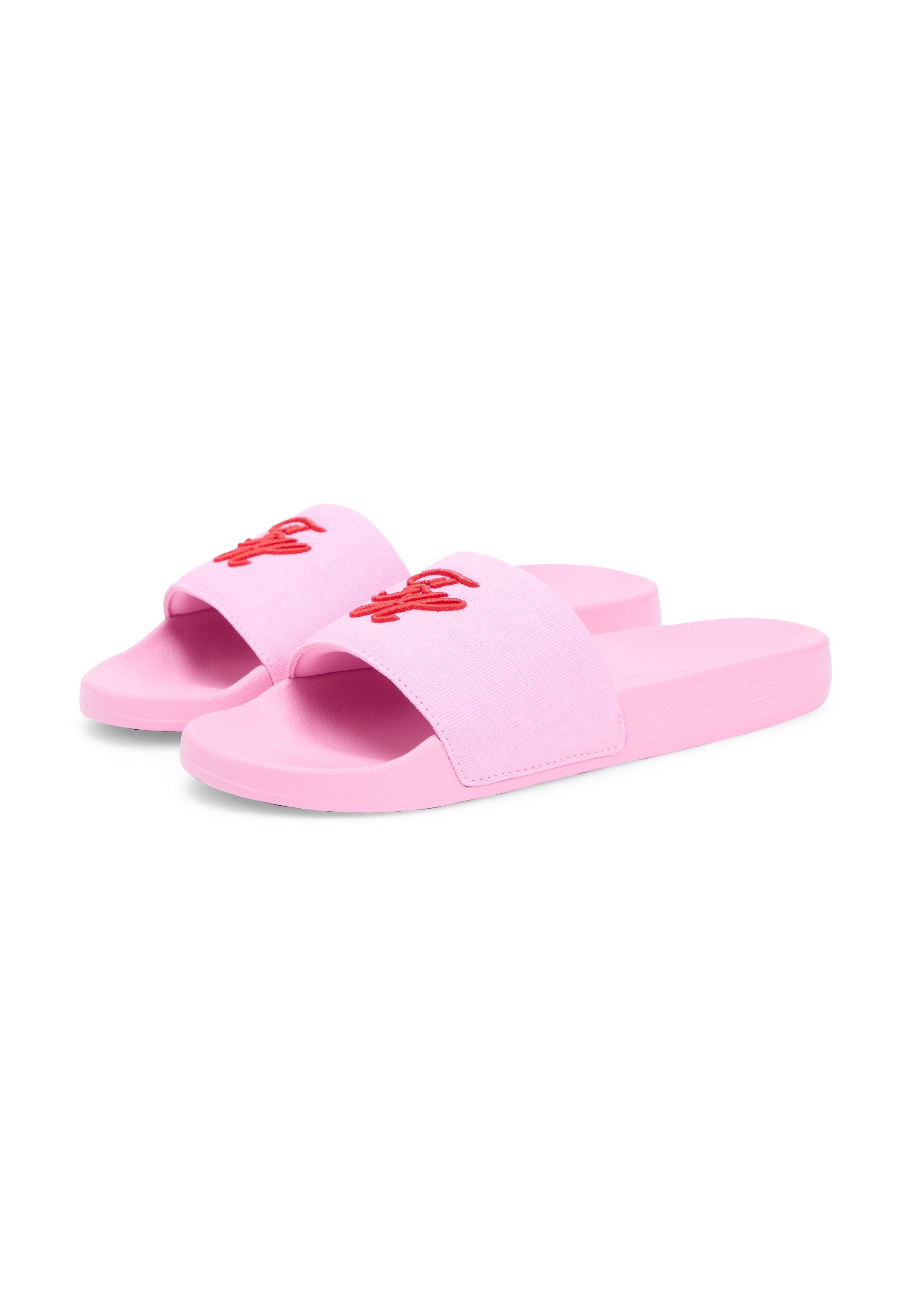 LOGO EMBROIDERY CANVAS POOL SLIDES - Pool slides - rose petal
