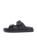 RAFFIA TH MONOGRAM DOUBLE STRAP SANDALS - Sandals - black