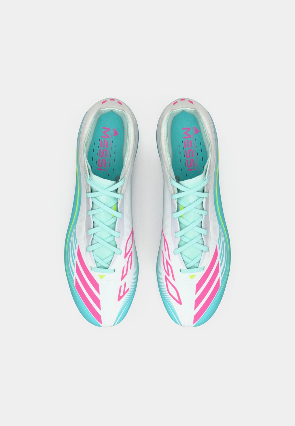 F50 MESSI PRO KATI ZEMİN UNISEX - Sert zemin futbol ayakkabıları - footwear white/lucid pink/flash aqua