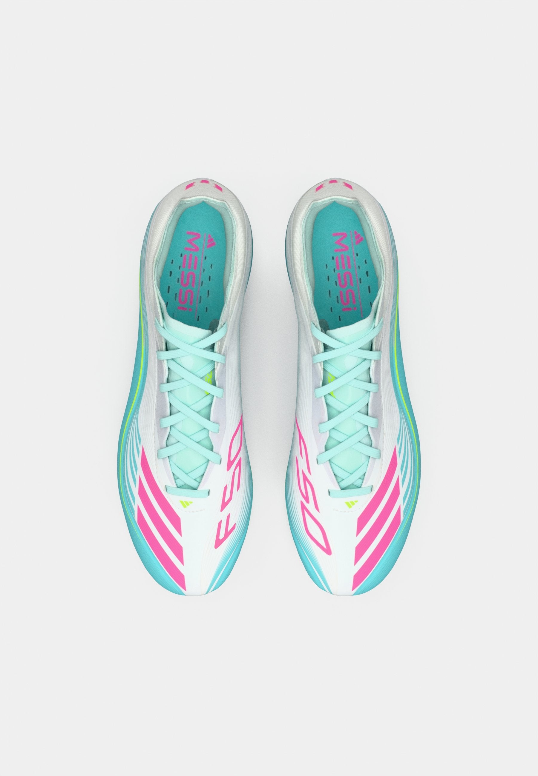 F50 MESSI PRO KATI ZEMİN UNISEX - Sert zemin futbol ayakkabıları - footwear white/lucid pink/flash aqua