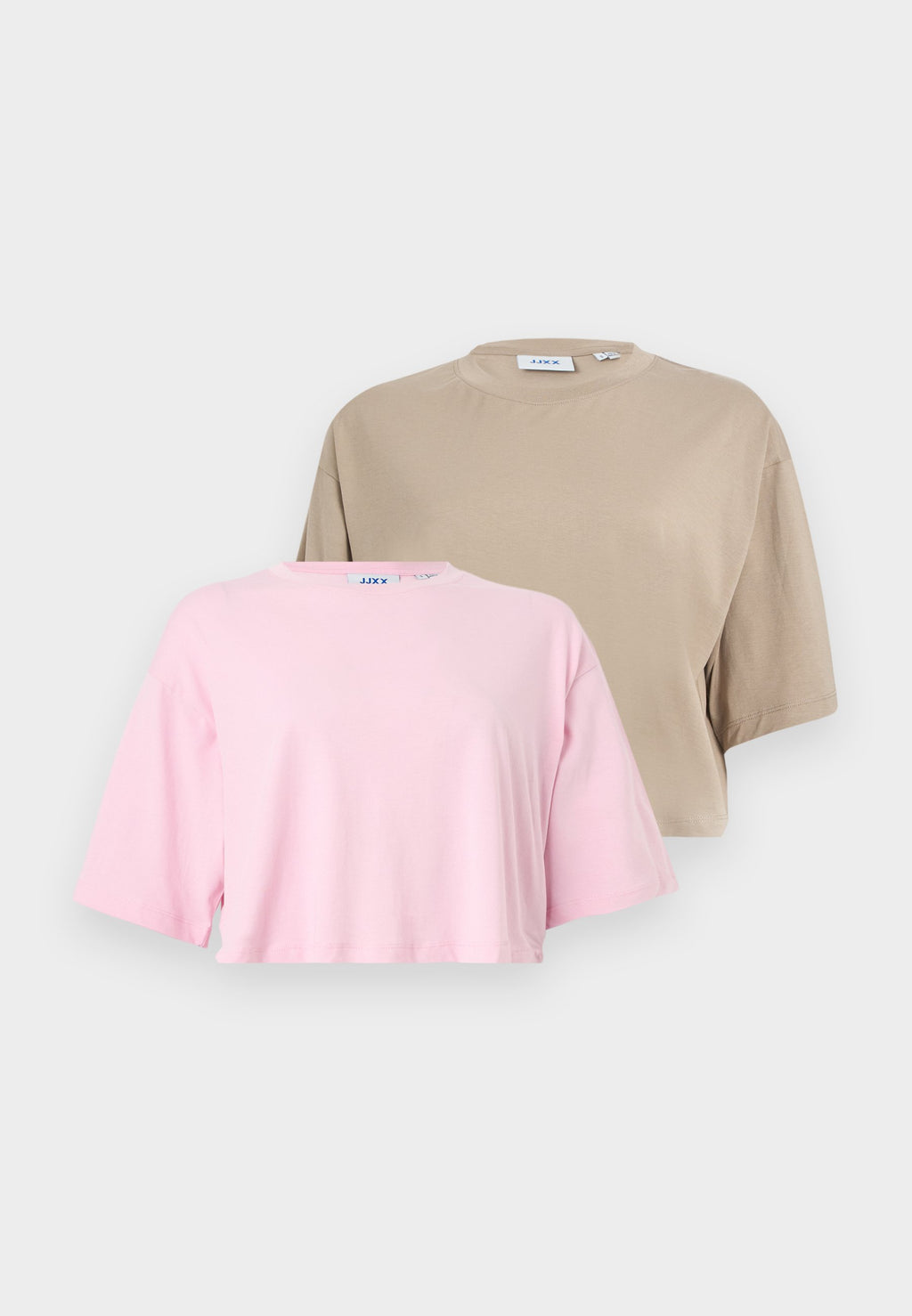 JXANDREA LOOSE KROP TİŞÖRT 2'Lİ PAKET - Basic Tişört - vintage haki/pembe leydi