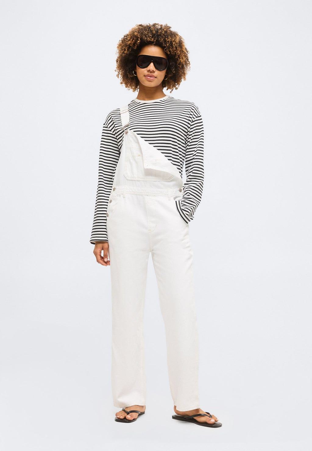 LOOSE OVERALL - Denim Dungarees - fresh white