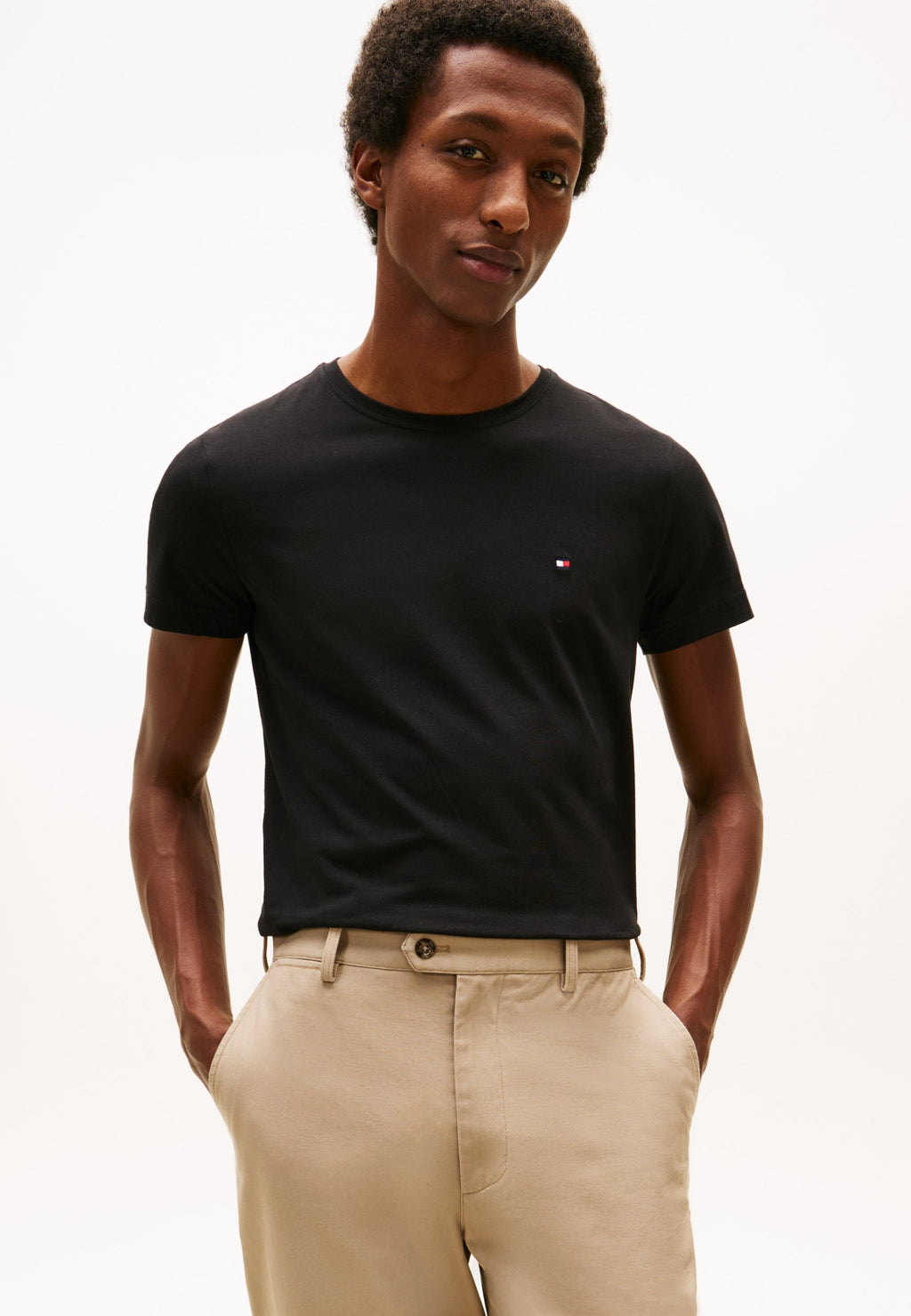 CORE STRETCH SLIM NECK TEE - Basic T-shirt - black
