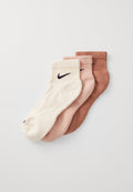 EVERYDAY PLUS CUSHIONED ANKLE 3 PACK UNISEX - جوارب رياضية - طين معدني(أسود)/همس وردي(أسود)/أبيض لؤلؤي(أسود)