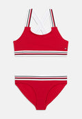GLOBAL STRIPE BRALETTE AND BRIEFS SET - Bikini - primary red