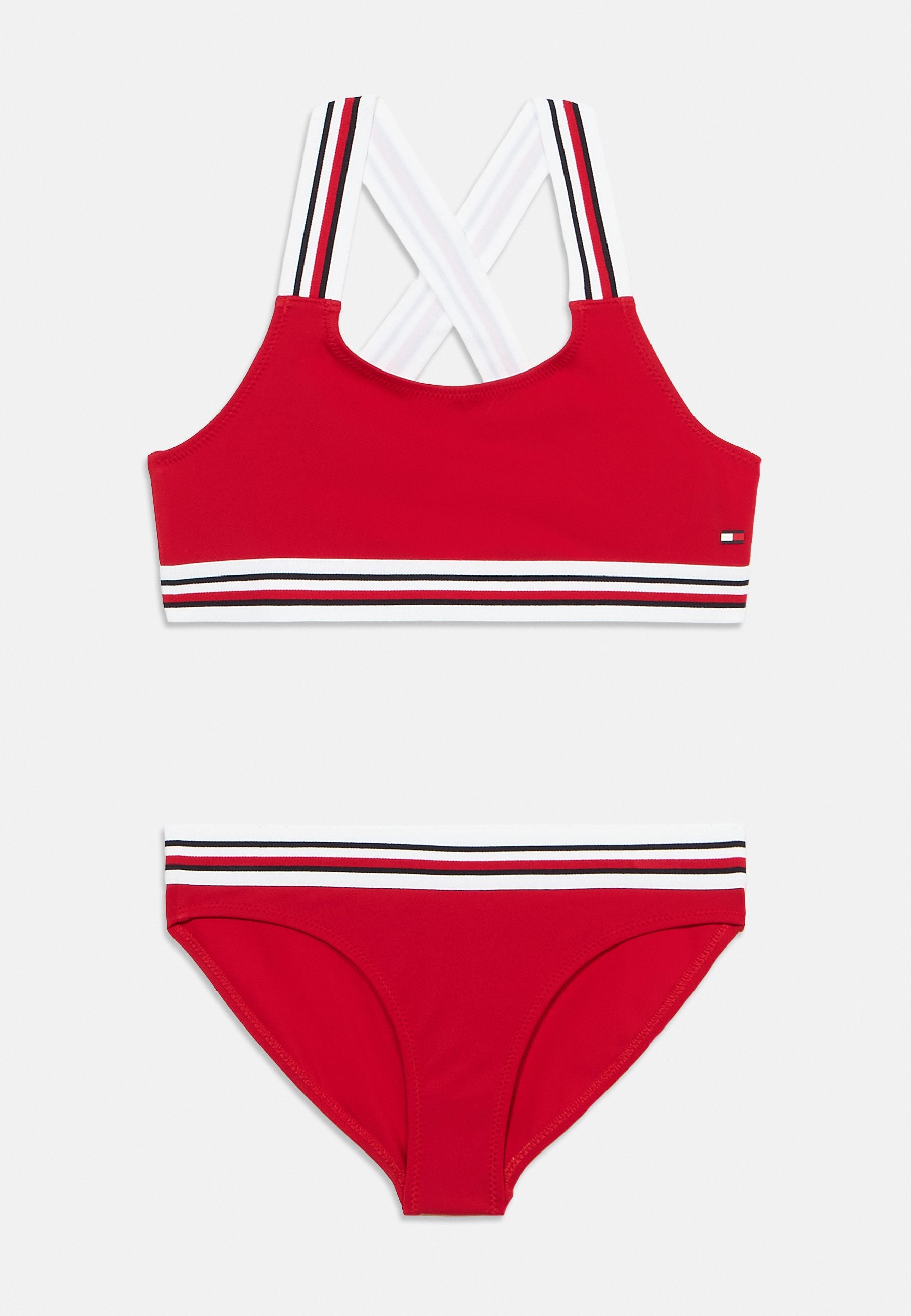 GLOBAL STRIPE BRALETTE AND BRIEFS SET - Bikini - primary red
