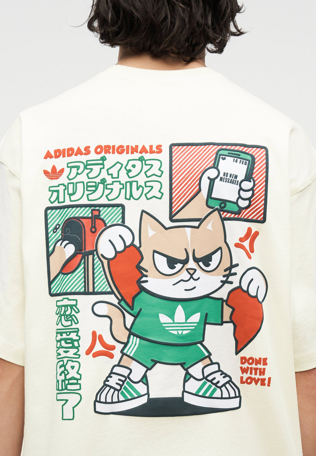 VDAY CAT TEE UNISEX - Print T-shirt - off-white