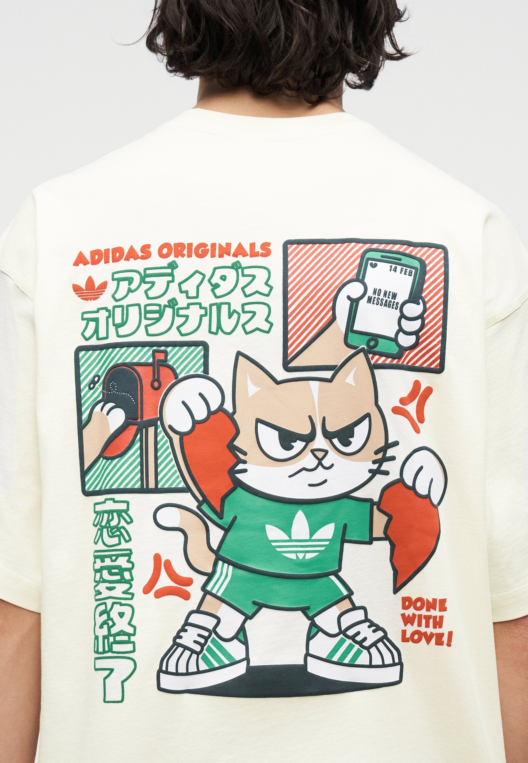 VDAY CAT TEE UNISEX - Print T-shirt - off-white
