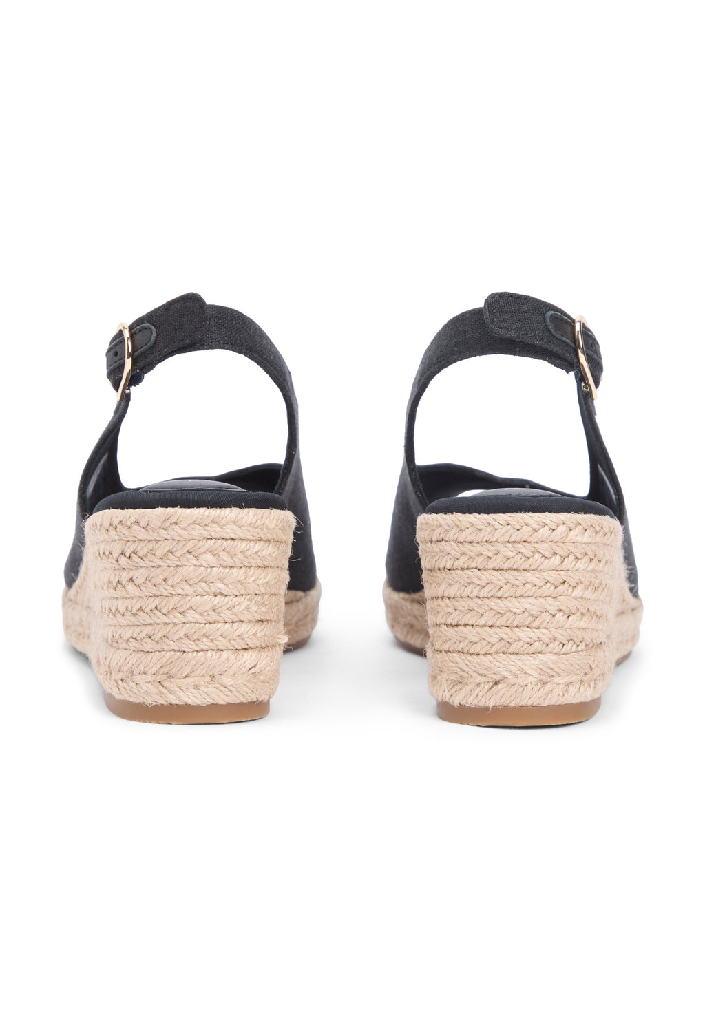 HEMP SLINGBACK WEDGE ESPADRILLES - Peep toes - black