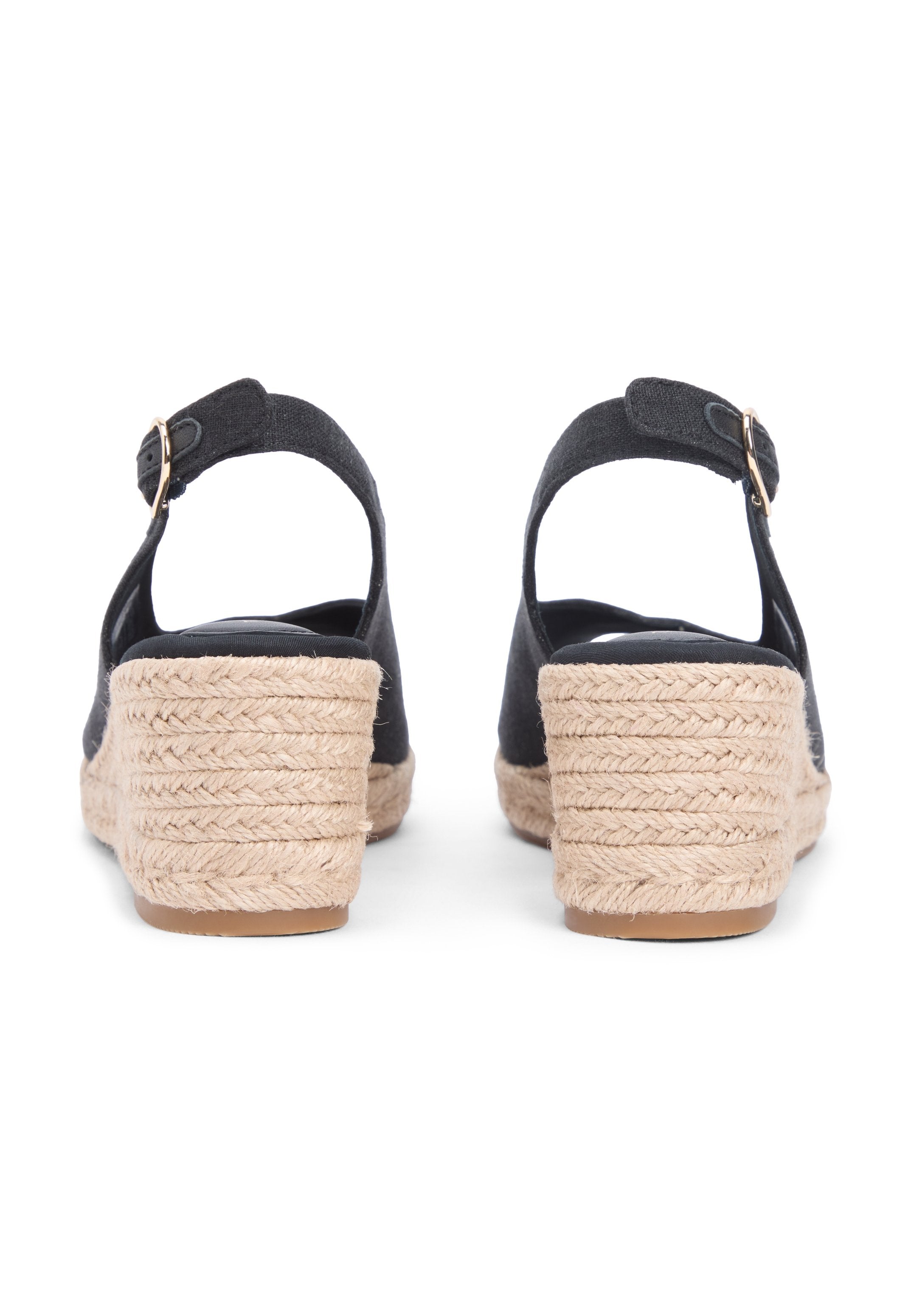 HEMP SLINGBACK WEDGE ESPADRILLES - Peep toes - black