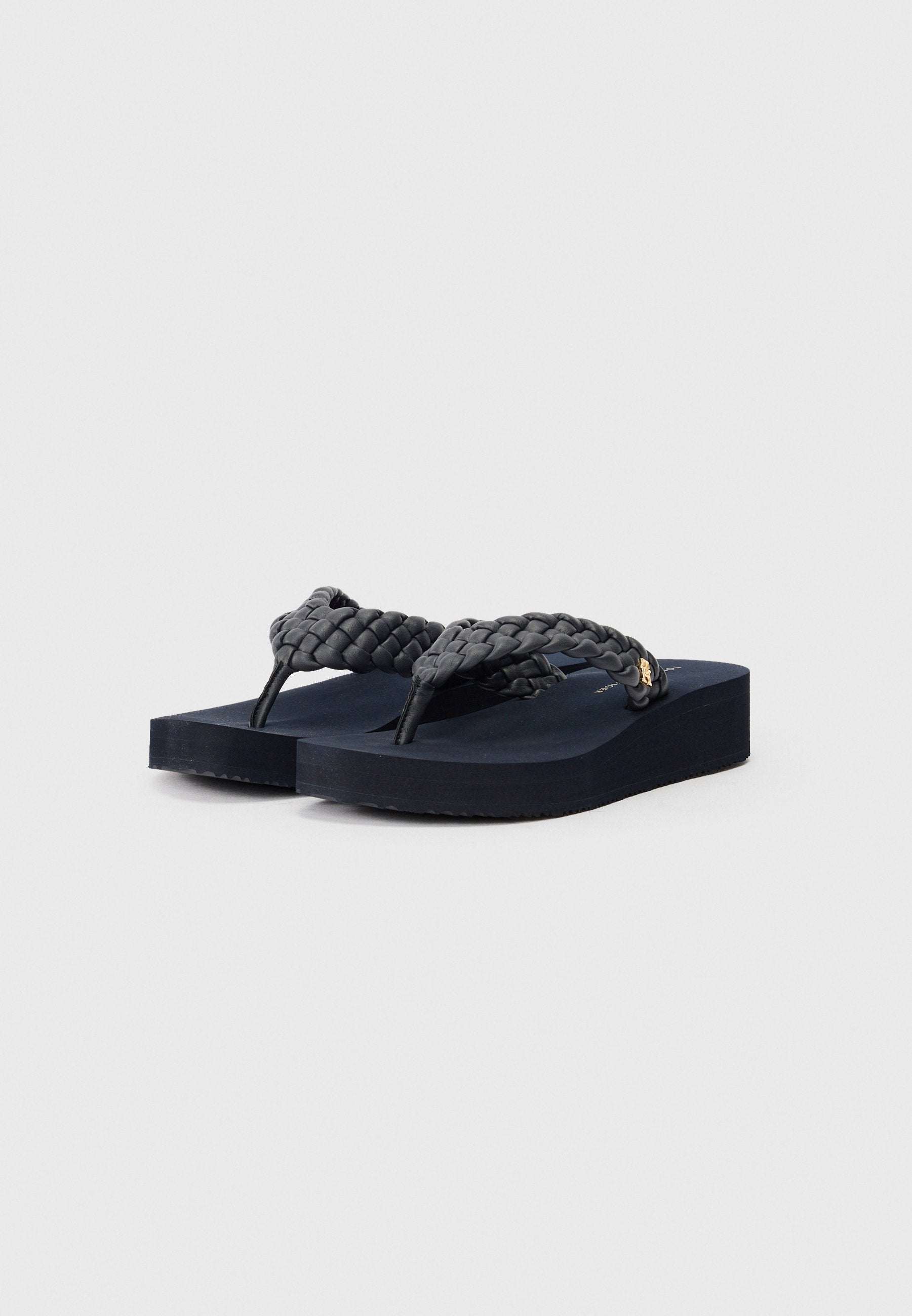 شباشب WEDGE FLIP-FLOPS بحزام مضفر - زرقاء فضائية
