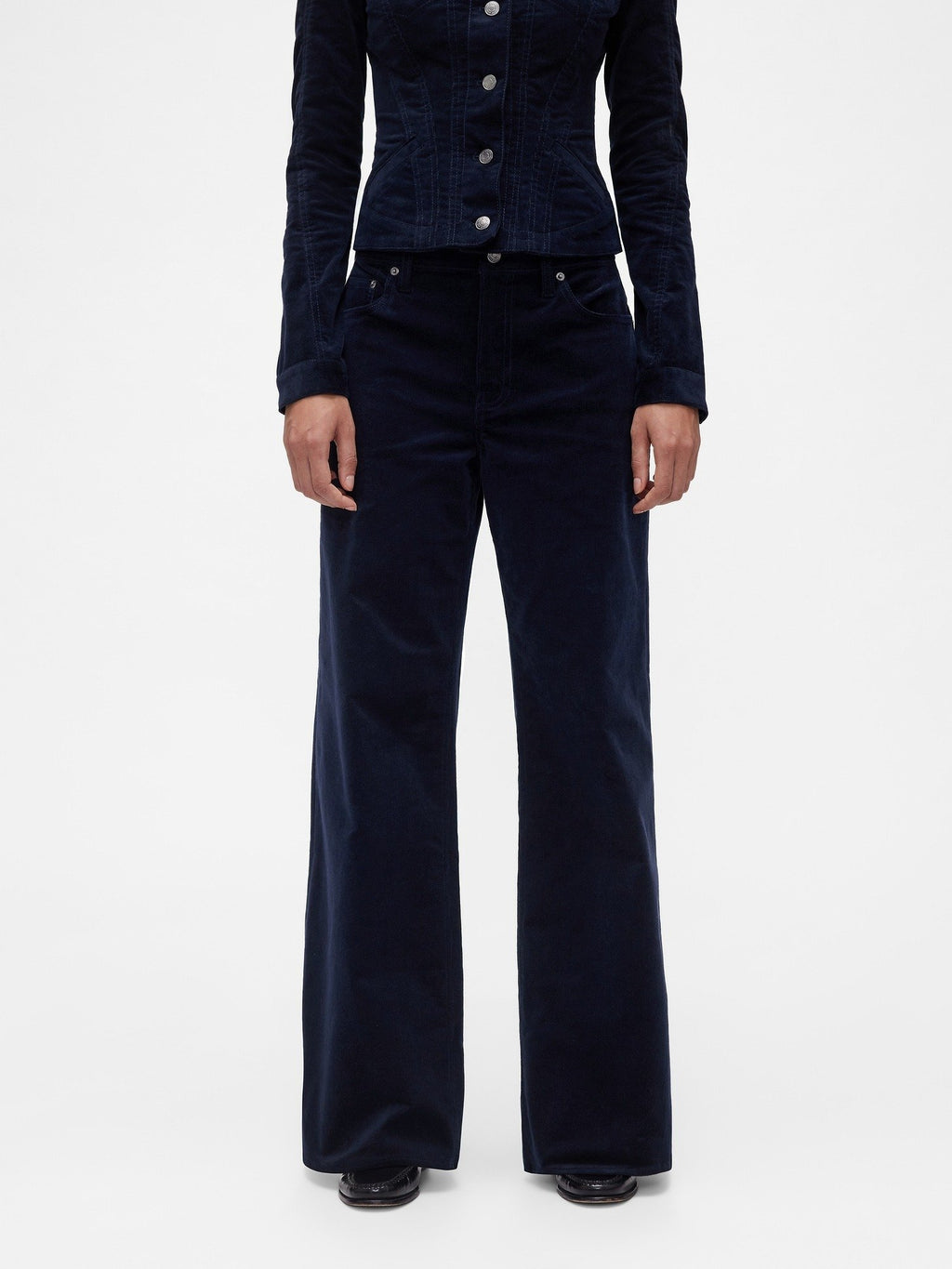 GAPSTUDIO LOW RISE CORDUROY WIDE-LEG PANTS - Trousers - new navy