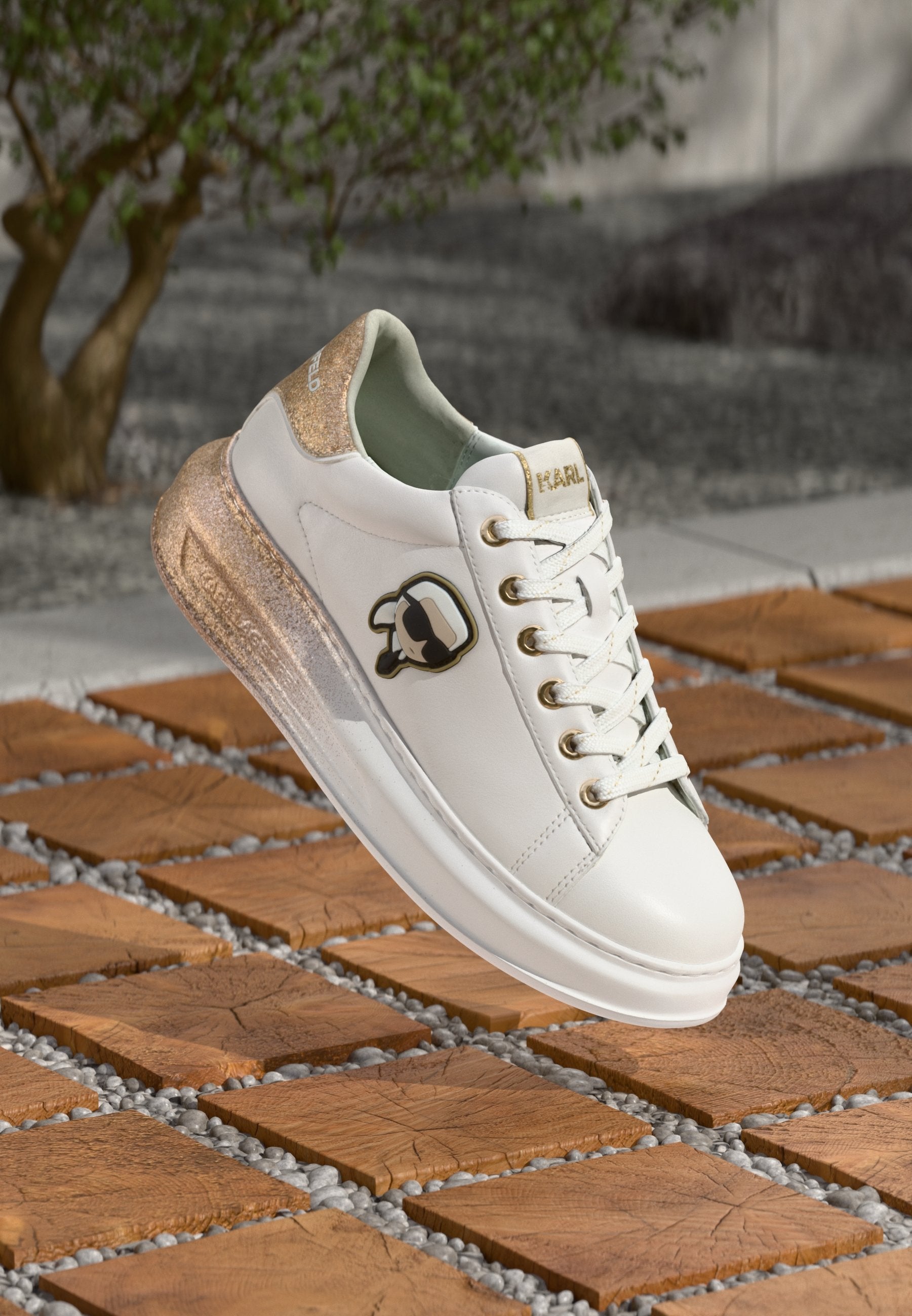 KAPRI OMBRE LACE - Trainers - white/gold-coloured
