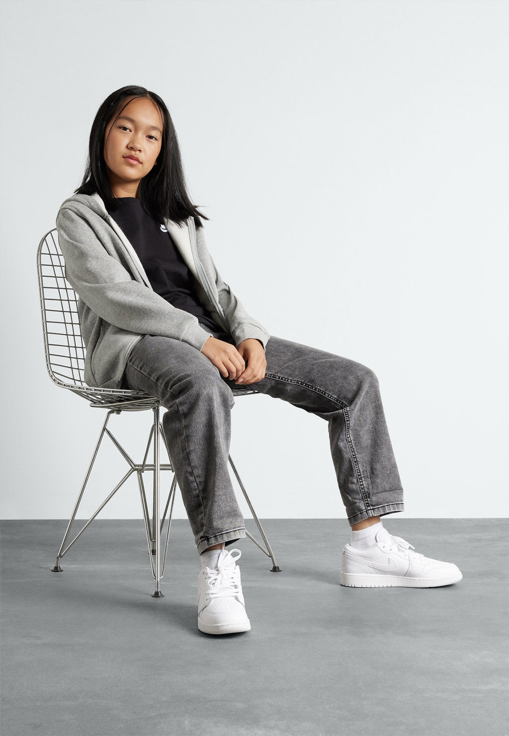 CLUB UNISEX - Fermuarlı sweatshirt - koyu gri melanj/baz gri/beyaz