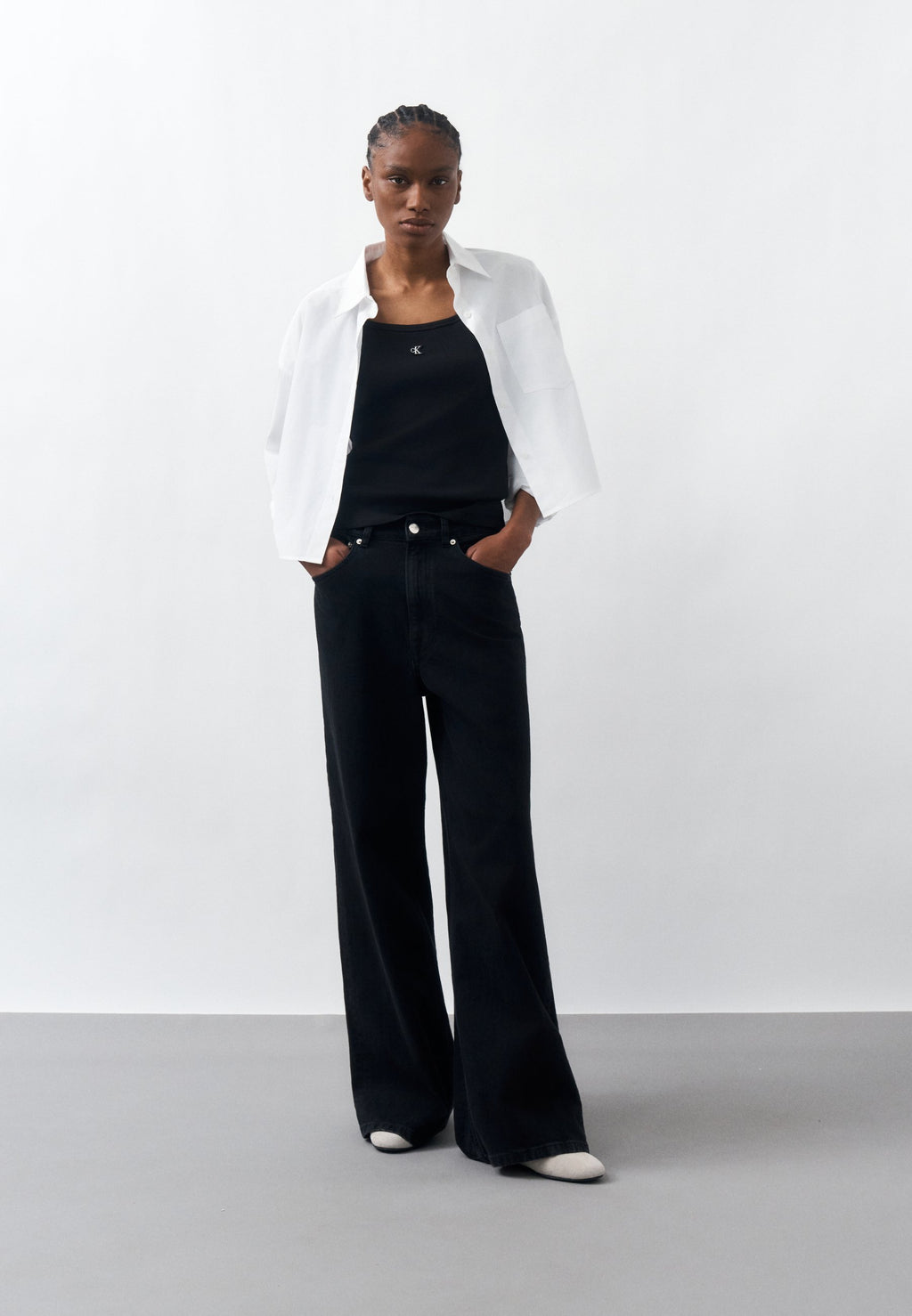 CROPPED - Button-down blouse - brilliant white