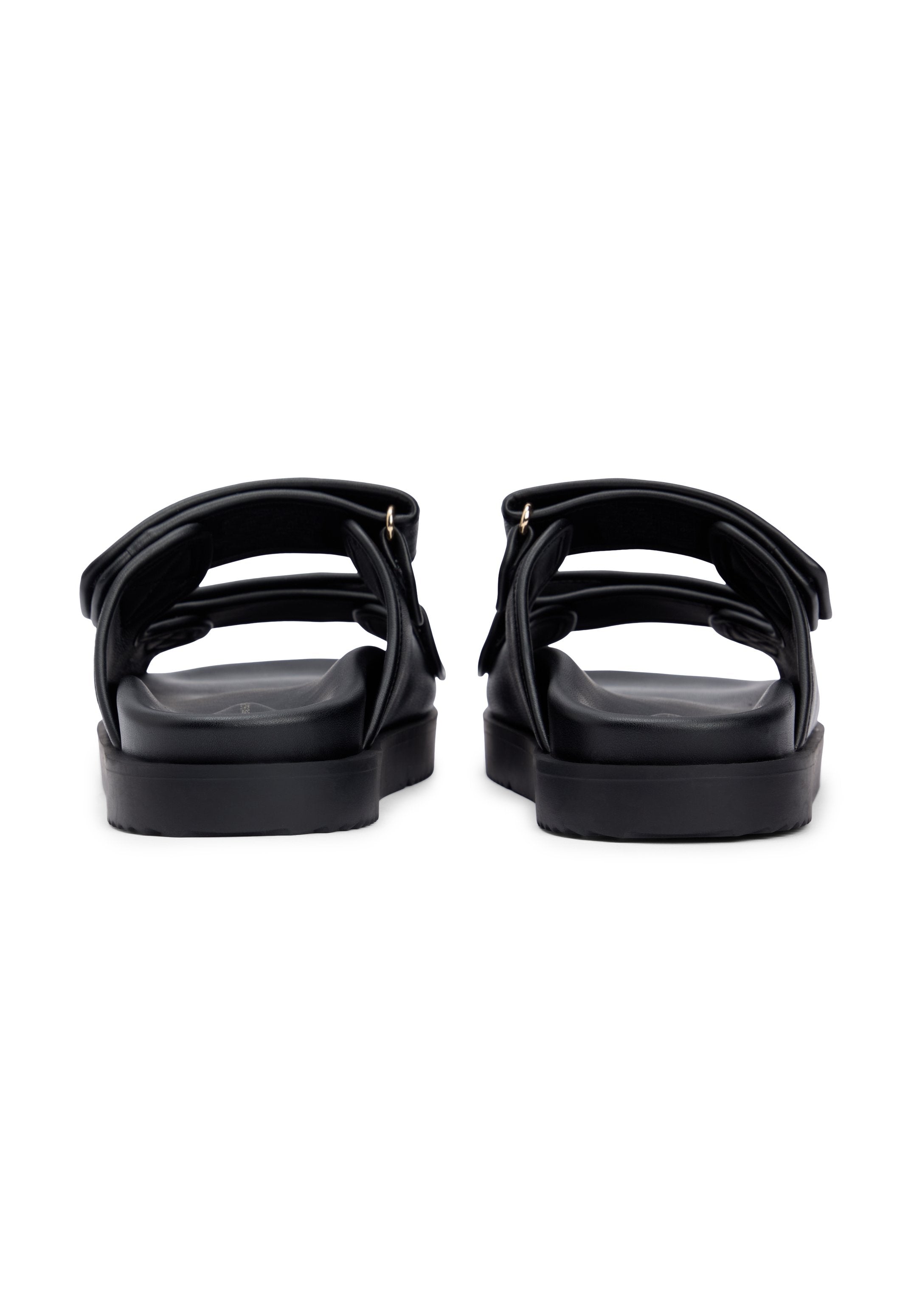 LEATHER TH MONOGRAM DOUBLE STRAP SANDALS - Mules - black