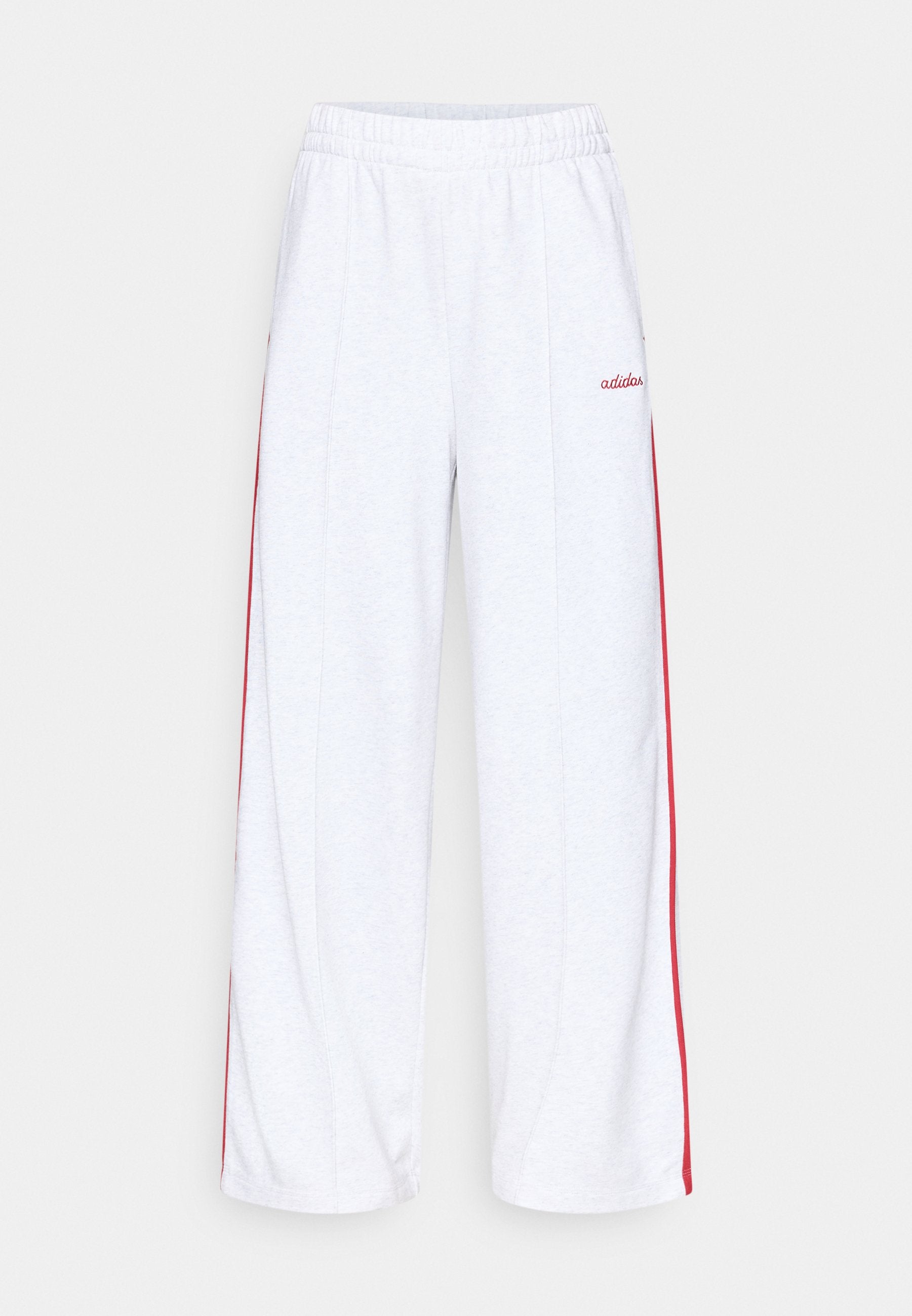 SEASONAL ESSENTIALS COLORPOP WITH EMBROIDERED GRAPHIC - Tracksuit bottoms - light grey heather/active maroon