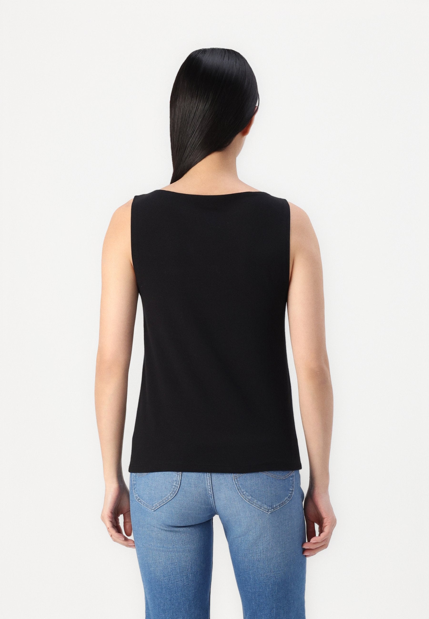 BOAT NECK TANK - Top - true black