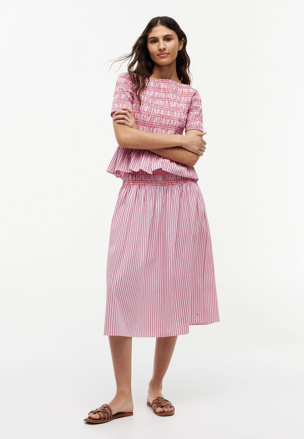 SMOCKING MIDI SKIRT - A-line skirt - pink