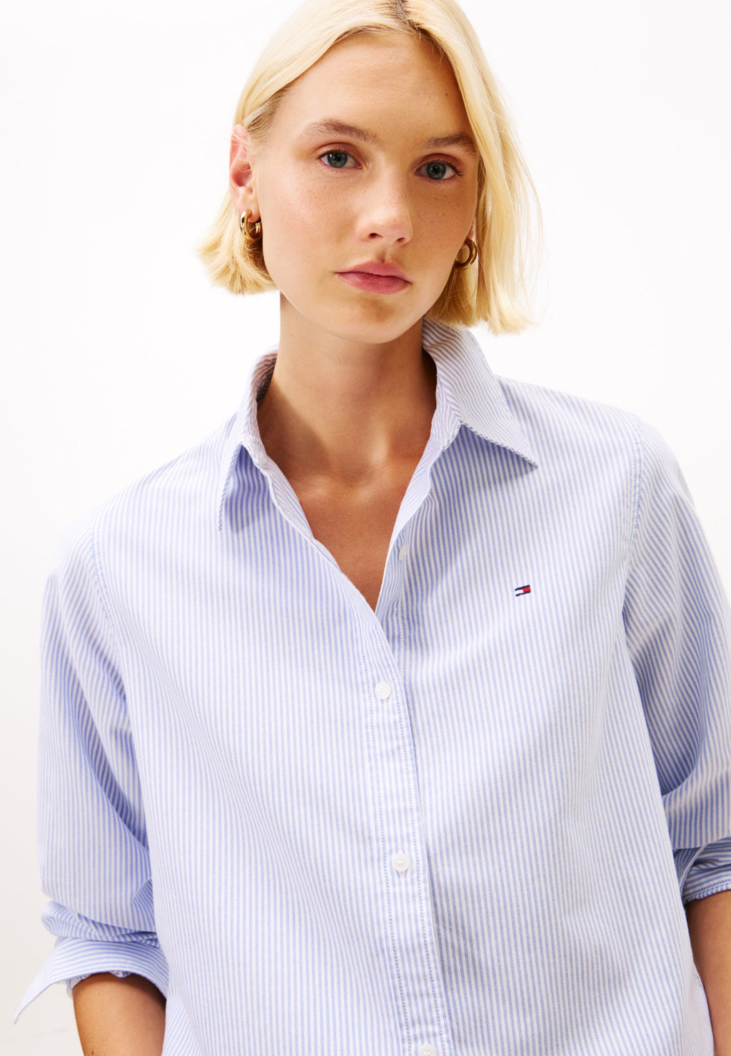 RELAXED FIT FLAG EMBROIDERY OXFORD SHIRT - Button-down blouse - mid blue