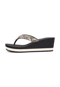 ROPE STRAP WEDGE FLIP-FLOPS - High heeled sandals - black