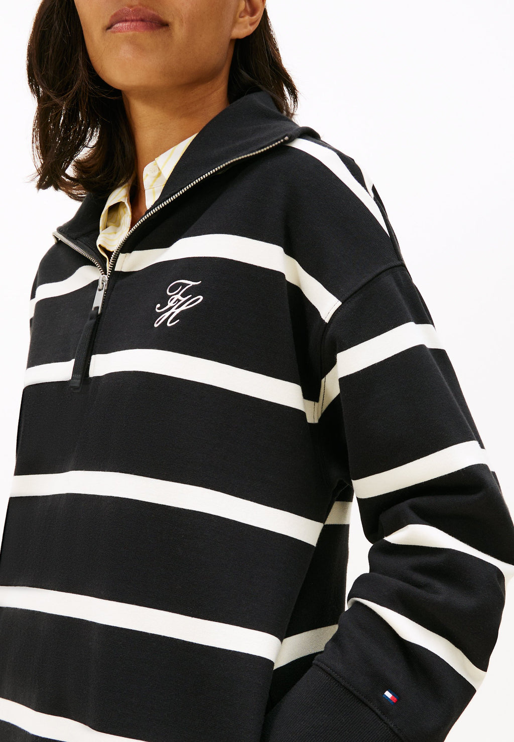 HALF-ZIP RELAXED MINI SWEATSHIRT DRESS - Day dress - black/calico stp