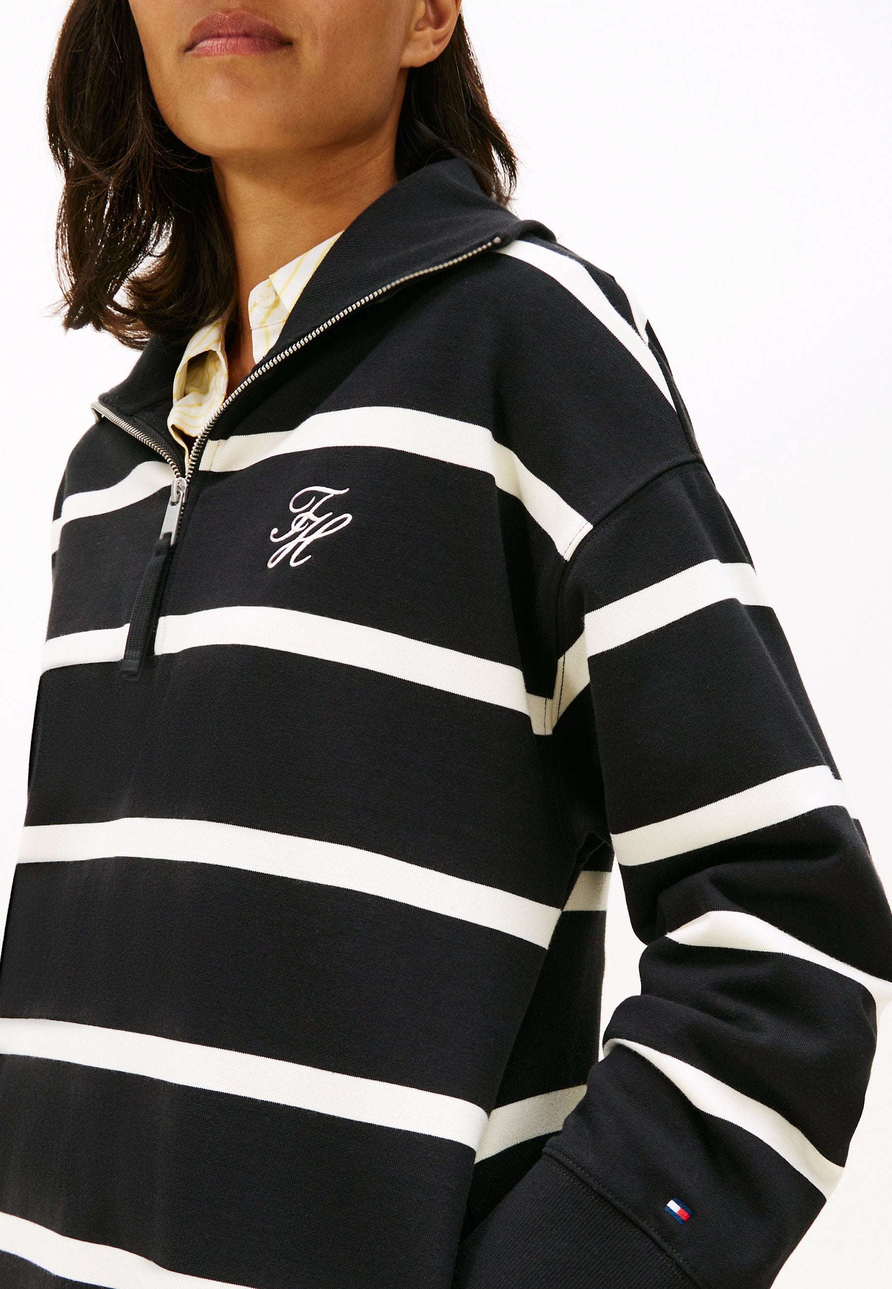 HALF-ZIP RELAXED MINI SWEATSHIRT DRESS - Day dress - black/calico stp
