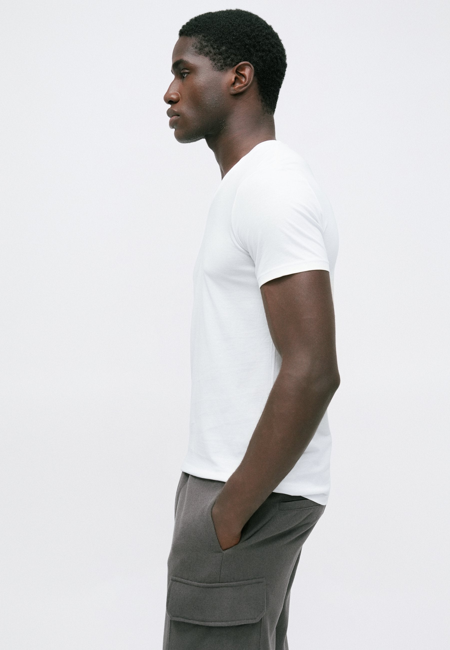 VLINE T-SHIRT SLIM FIT - Basic T-shirt - white