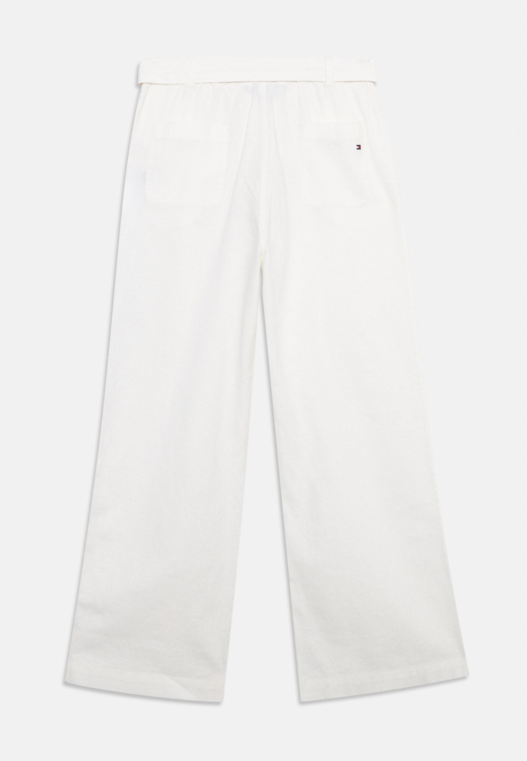 PLEATED PANT BELT - Trousers - white