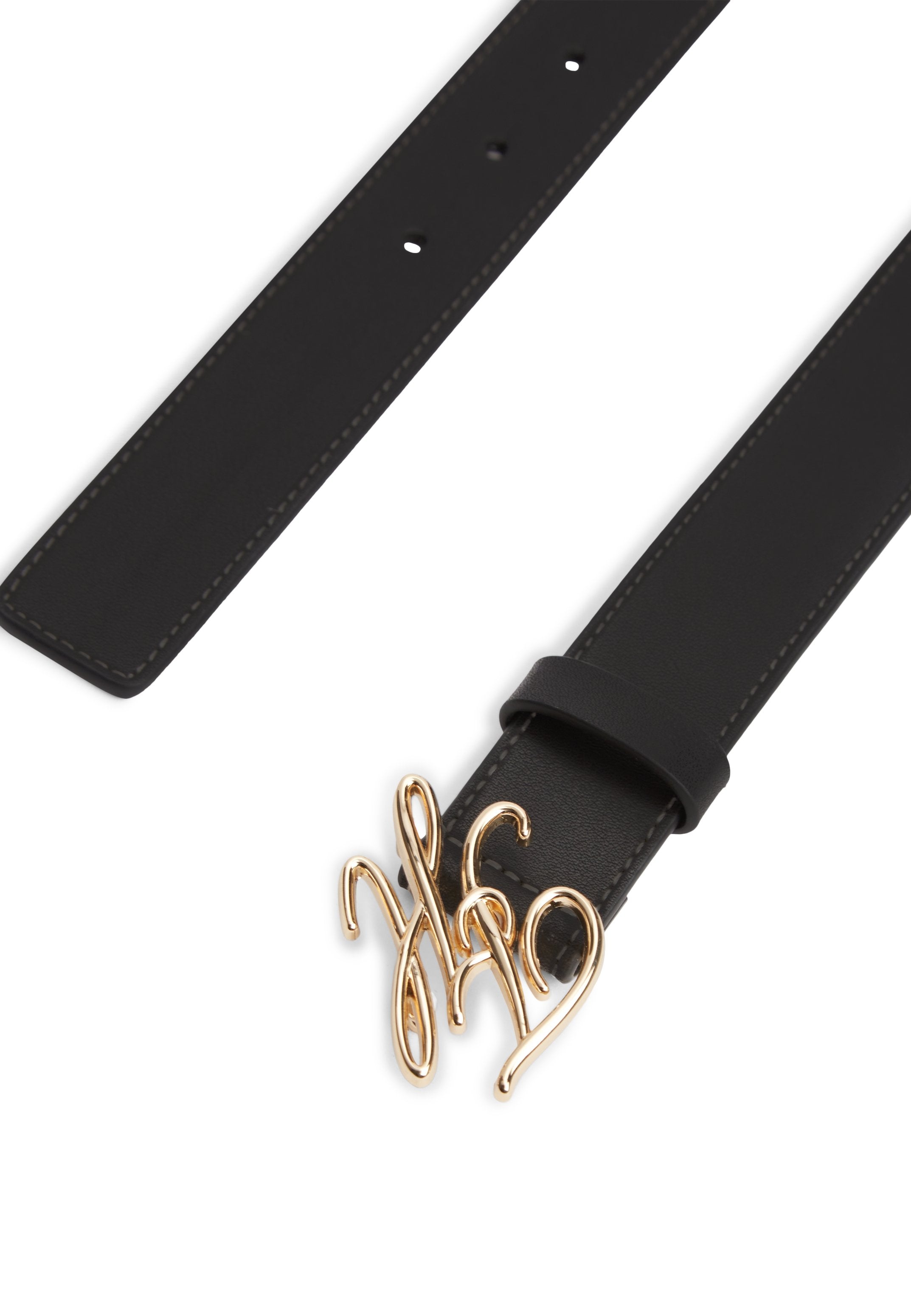 LOGO PLAQUE BUCKLE LEATHER BELT - Belt - black