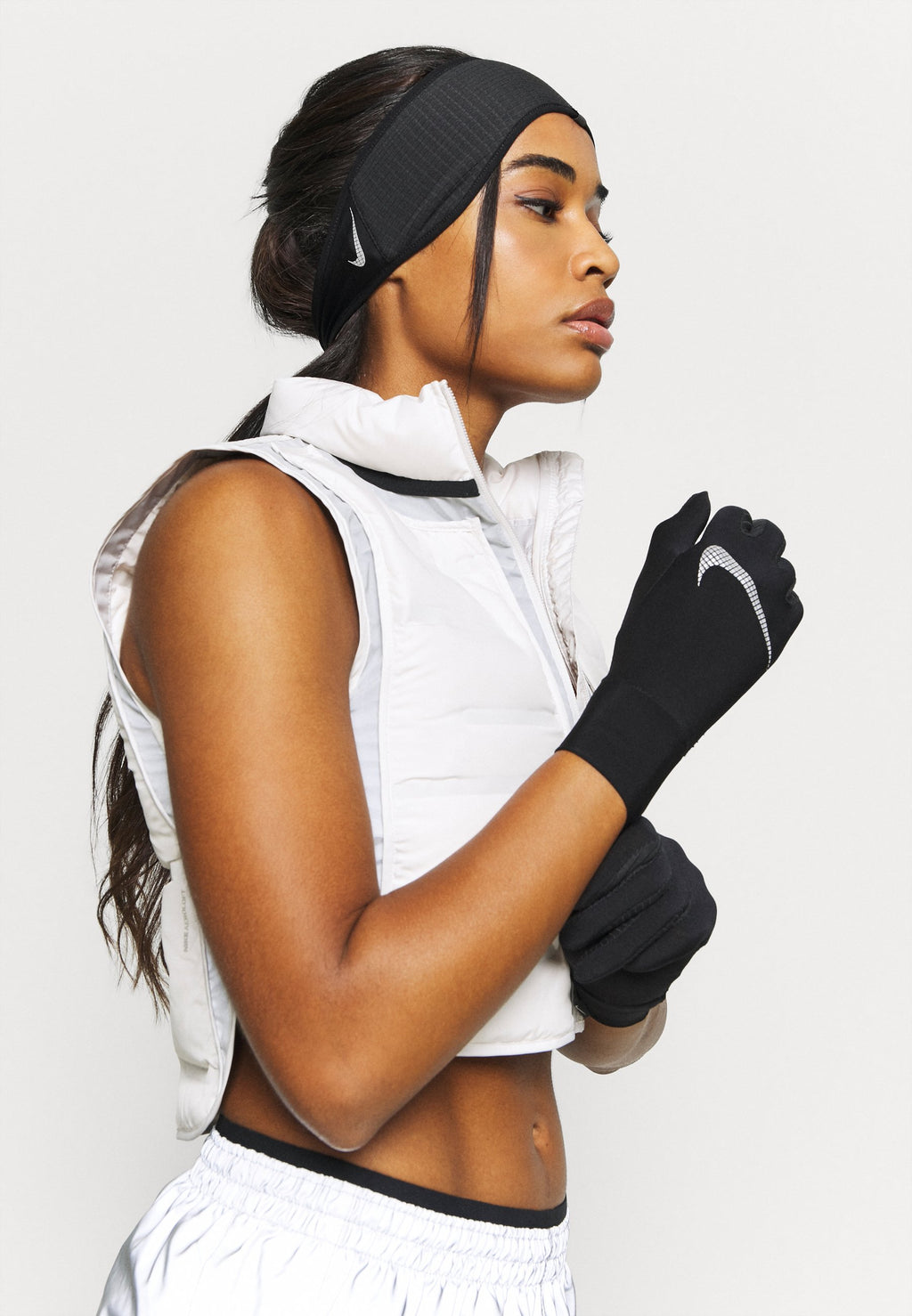 WOMENS ESSENTIAL RUNNING HEADBAND AND GLOVE SET - Ear warmers - black/silver