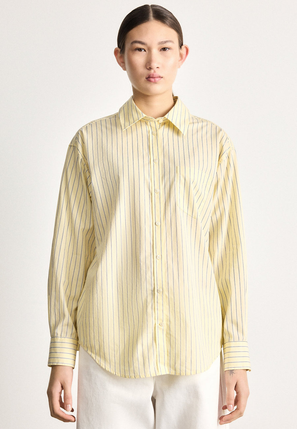CLASSIC STRIPE SHIRT - Button-down blouse - vanilla yellow